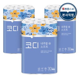 Cody Natural Soft 27m 30 rolls 3 packs / 코디 내추럴소프트 27m 30롤 3팩