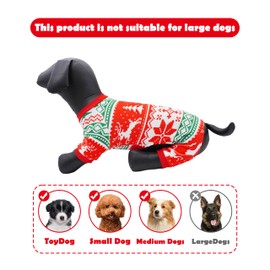 PET SHOW 4 Pack Christmas Small Dog Pajamas Holiday Dog Clothes Doggies Soft Stretchy PJs Xmas Jumpsuit Puppy Cats Girl Boy Onesies Red Green Outfits with Sleeve Pets Dachshund Costume XS