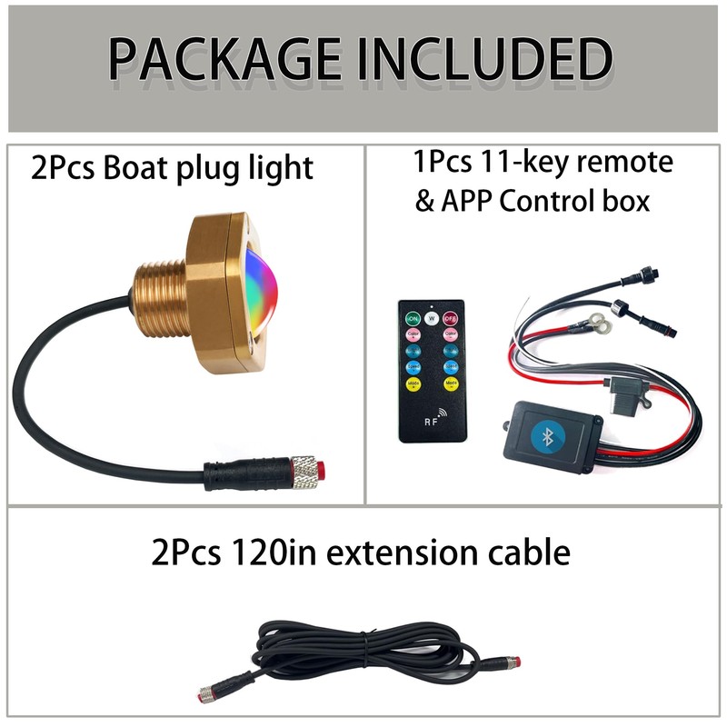 NBWDY 2Pcs Boat Drain Plug Light,RGBW IP68 Underwater Boat Lights