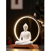 Dyware 8.8 Inch LED Buddha Statue for Indoor, White Ceramic