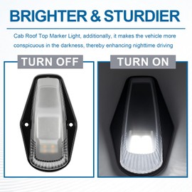 Fullux Clear Lens Cab Roof Running Marker Lights fit Ford/Dodge Ram/GMC/Toyota Pickups Trucks w/Top Clearance Lights White Lights 5Pcs