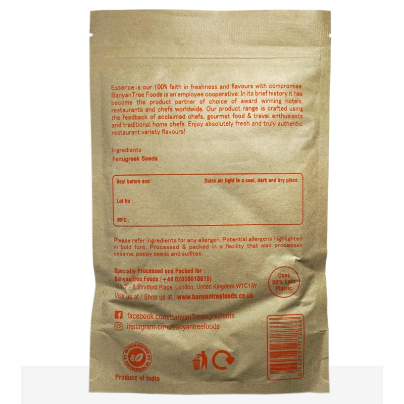 BanyanTree Foods Fenugreek Seeds (Methi Seeds) 150g~ All Natural, Indian