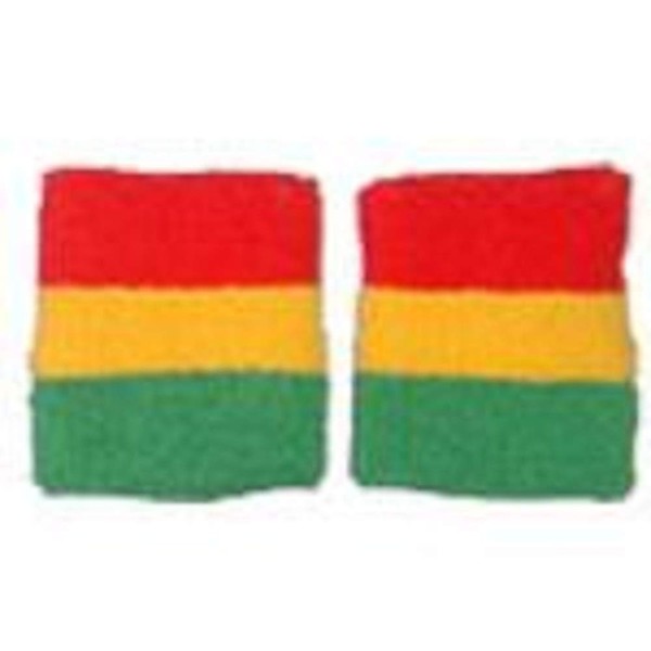 Striped Wristbands Pair Red/Gold/Green