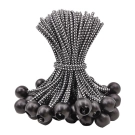 WMZOBH Tarpaulin Bungee Balls 6 Inch, 50 Pcs Bungee Cord with Balls, Small Bungee Cords Heavy Duty, Short Elastic Flag Bungees, Tie-Down, Adjustable Bungee Straps (Black)