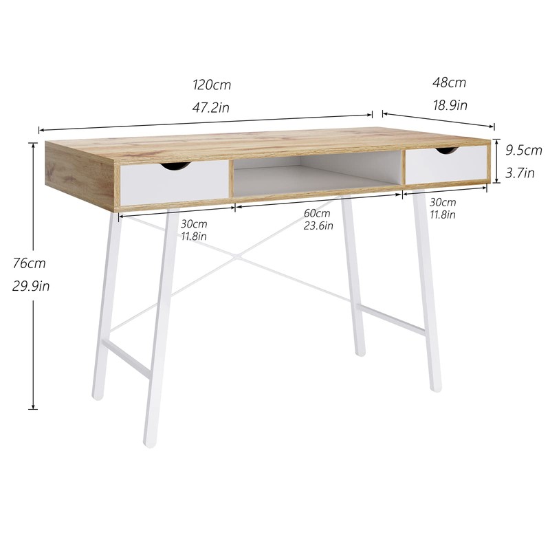 soges Mid Century Desk with Drawers, 47 inches Writing Study