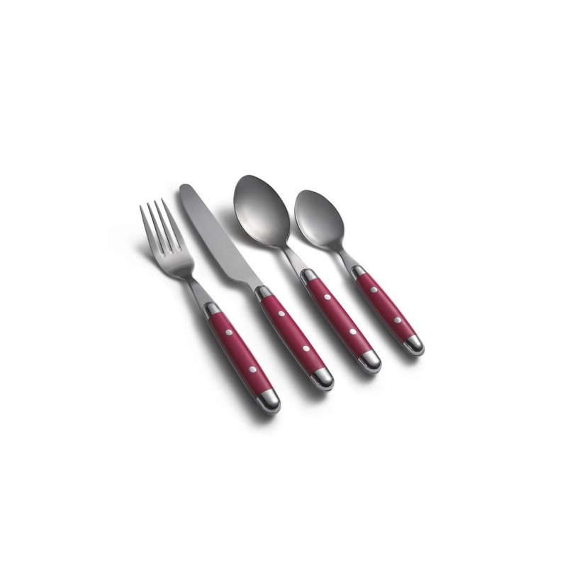 Cambridge 07216CBWD32R Jubilee Red 16-Piece Flatware Set, Thick Handles