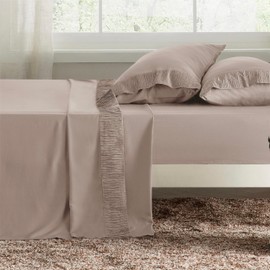 Bedsure California King Sheet Sets - 4 Pieces Soft Cal King Sheets - Breathable & Cooling - Hotel Luxury - Easy Care Polyester Microfiber Bedding for Women, Men, Khaki