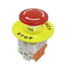 YQBOOM 1 Pcs Red Mushroom Cap 1NO 1NC DPST Emergency Stop Push Button Switch AC 660V 10A