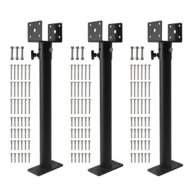 3Pack 3.6" Saddle Roof Riser for Patio Pergola, 18-1/4 Inches High, Pergola Roofs Riser Beam Brackets, Adjustable Roof Riser Hardware for Patio Pergolas, Black Finish (Metal)