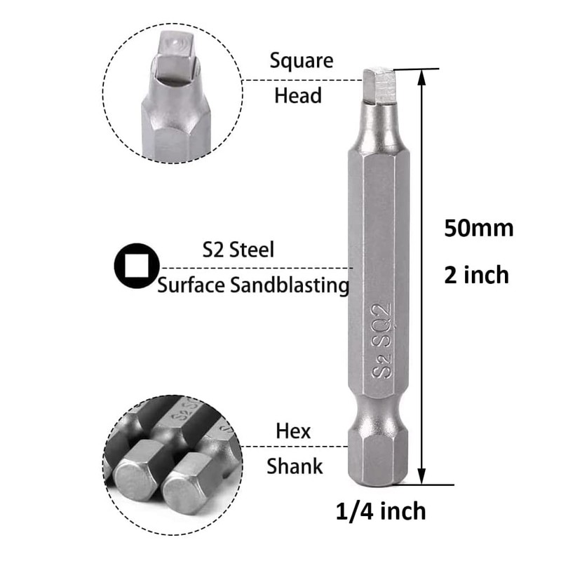 Eyech 3 Sets 3pcs Magnetic Square Head Bits Square Screw