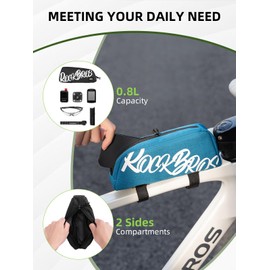 ROCKBROS Top Tube Bike Bag, Lightweight Bike Frame Bag, Small Bikes Storage Bag, Quick Installation Bicycle Accessories Pouch for MTB, Road Bikes