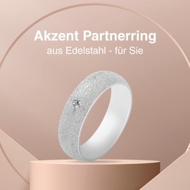 Akzent - Wedding rings, partner rings, engagement rings, stainless steel with Simili + engraving, matte proposal rings, wedding rings, friendship rings, stainless steel, Simili