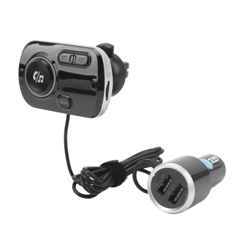 Bluetooth Transmitter 2 USB Port Black Fast Charging Smart Detection