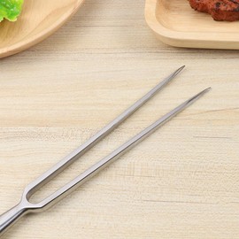 LATRAT Meat fork made of stainless steel with wooden handle, grill fork, carving fork, with two prongs, carving fork, cooking tool, for pork, turkey, beef