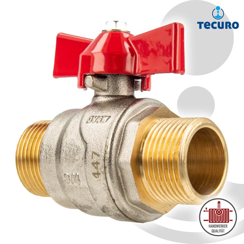 tecuro Ball Valve, Male Thread on Both Sides G 1/2