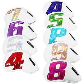 Headcover Iron Cover with Colorful Count Set of 9 (4-9, P, A, S) (White)