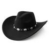 Lanzom Women Men Felt Wide Brim Western Cowboy Hats Belt