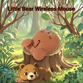 Justdfine 2.4G Wireless Mouse Cute Frog Computer Mouse Bluetooth Mouse USB Optical 1600DPI Mouse Portable Travel Dual-Mode Cordless Mice with Receiver for Laptop, PC, Notebook (2.4G Bear)