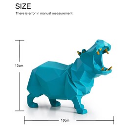 HAUCOZE Hippo Statue Sculpture Modern Decor Home Gifts Animal Figurine Table Centerpiece Crafts Polyresin Arts Blue 18cm