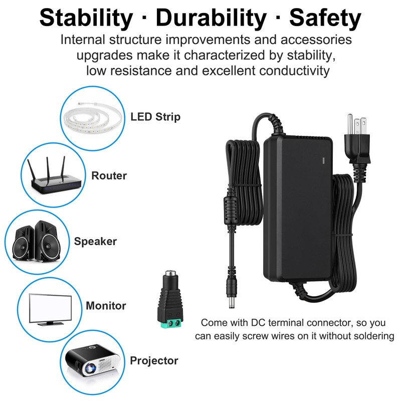 24V 6A Power Supply, AC to DC Adapter 100V-240V to
