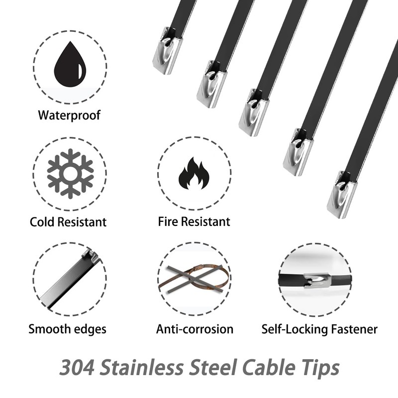 Aroono Heavy Duty Metal Zip Ties-20 inch, 304 Stainless Steel,