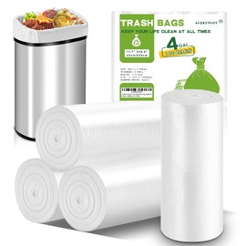 4 Gallon Clear Trash-Bag Small Garbage-Bags-Bathroom - Unscented Kitchen Plastic 100 Count Little Office Car Liners Tiny Waste Basket Strong Restroom Can Recycling Acqkunlo