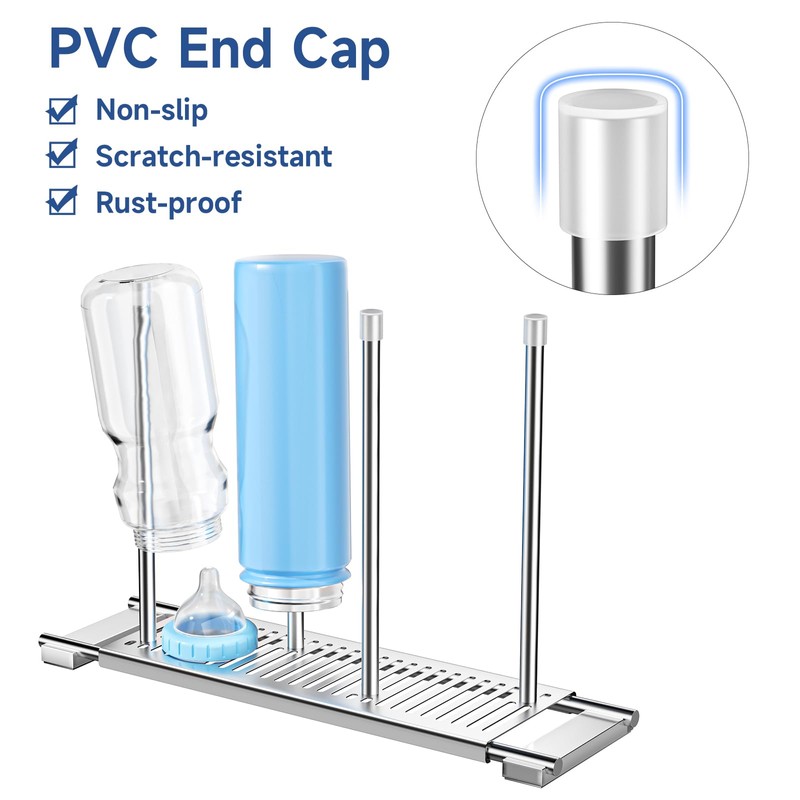 Expandable Over Sink Water Bottle Drying Rack with Dish Cloth