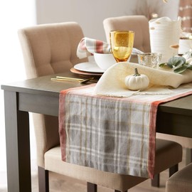DII Thanksgiving Autumn Collection, Table Runner, 14x72, Cozy Picnic Plaid