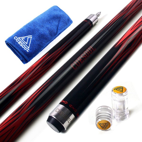 CUESOUL SOOCOO Series 58 Inch 19 oz 12.75 Tip Maple Pool Cue B. Ton Set with Seal Protector/Tree and Towel