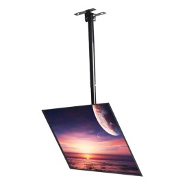 Soporte Tv Techo 26 32 40 50 55 65 75 Pulgadas Emetres Base De Techo Para Tv Color Negro Soporte De Techo Para Televisión Con Inclinacion Altura Ajustable Giro 360° Soporta 55Kg