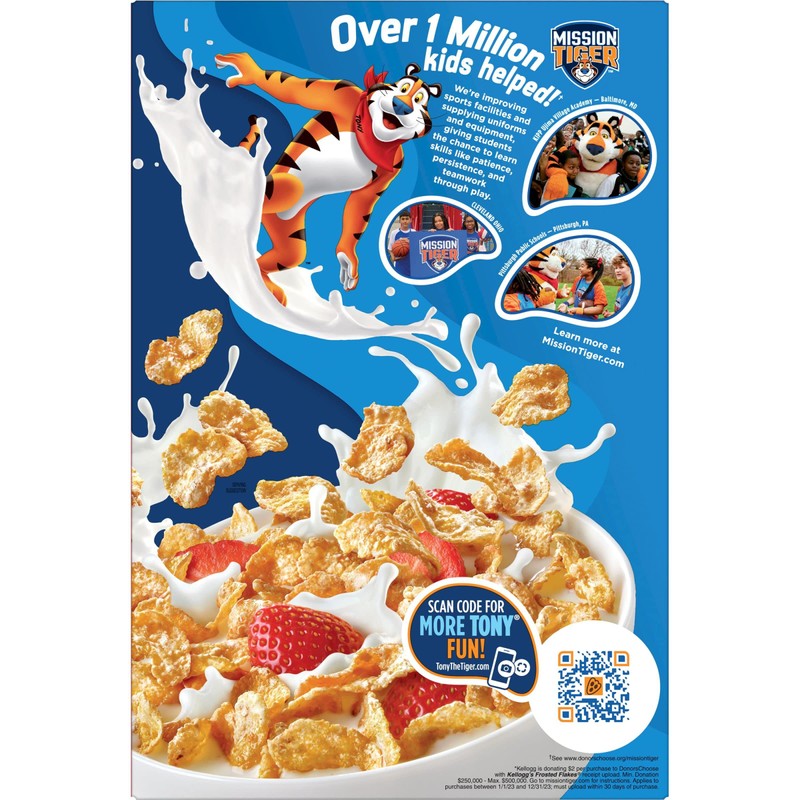 Frosted Flakes Breakfast Cereal, 8 Vitamins and Minerals, Kids Snacks,