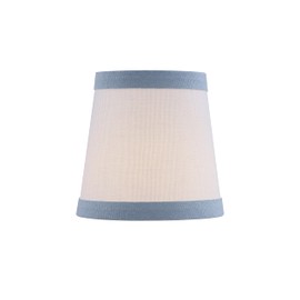 Aspen Creative 51058-6, Hardback Empire Transitional Clip-On Chandelier Shade, White Linen Fabric with Light Blue Trim on Top and Bottom, 3" Top x 4" Bottom x 4" Slant, Set Of 6