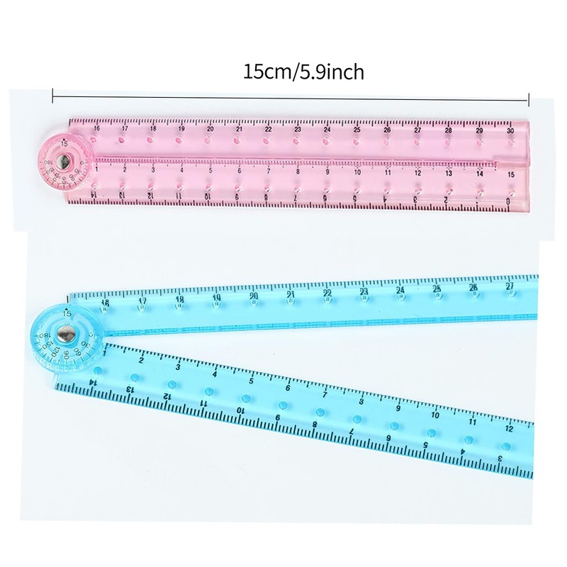 2 PCS Folding Ruler, 30cm Foldable Ruler Clear Ruler 15cm