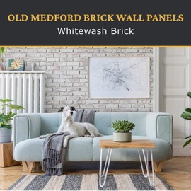 AZ Faux High-Density Polyurethane Brick Wall Textured Panels for Interior and Exterior Decor | Old Medford | 8" L x 8" H | Sample Size | Whitewash