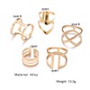 Wedity Crescent Ring Set Geometry V-shape Star Moon Lotus Crystal