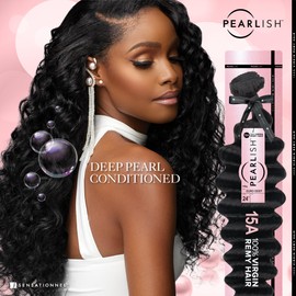 Sensationnel Pearlish bundle human hair - euro deep deep pearl conditioned 15a soft remy beauty supply sew in or glue on bundles (20 Inch, NATURAL/BLACK)