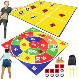 2-in-1 Giant Bean Bag Toss & Large Tic Tac Toe Outdoor Games for Kids Adults-4.5ft Giant Outside Lawn Yard Camping Field Day Games for Kid Family-Backyard Fun Carnival Beach Picnic Party Outdoor Game