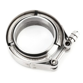 Stainless Steel V-Band Clamps V-Band Clamp Set Flange Exhaust Clamps Kit 2.25 Inch Turbo Exhaust Downpipe Stainless Steel V-Band Clamp 2 Pieces Flange Kit