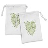 Lunarable Green Fabric Pouch Set of 2, Sketch Style Heart