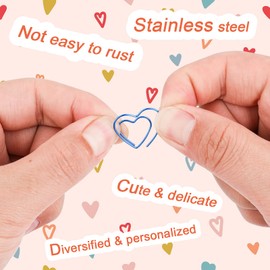 TIESOME 50Pcs Multicolor Heart Shape Paper Clips, Metal Heart Shape Paper Clips Novelty Shapes Paper Memo Clips Bookmark for Home Office School