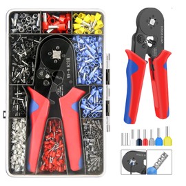 Ferrule Crimping Tool Kit, Ferrule Crimper Plier with 1200pcs Wire Ferrules Kit Wire Ends Terminals (AWG23-7)