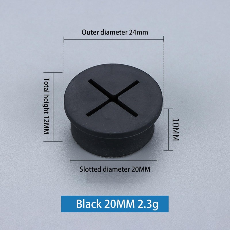 12 Pcs Black Rubber Grommets 20mm Cable Cord Grommet Desk