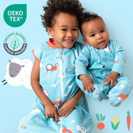 schlummersack Baby Summer Sleeping Bag, 100% Organic 110 cm Thin Farm Baby Sleeping Bag, Summer 1.0 Tog, 1 Tog Baby Sleeping Bag, Organic Cotton, Sleeping Bag, Baby Cotton Summer, Farmhouse