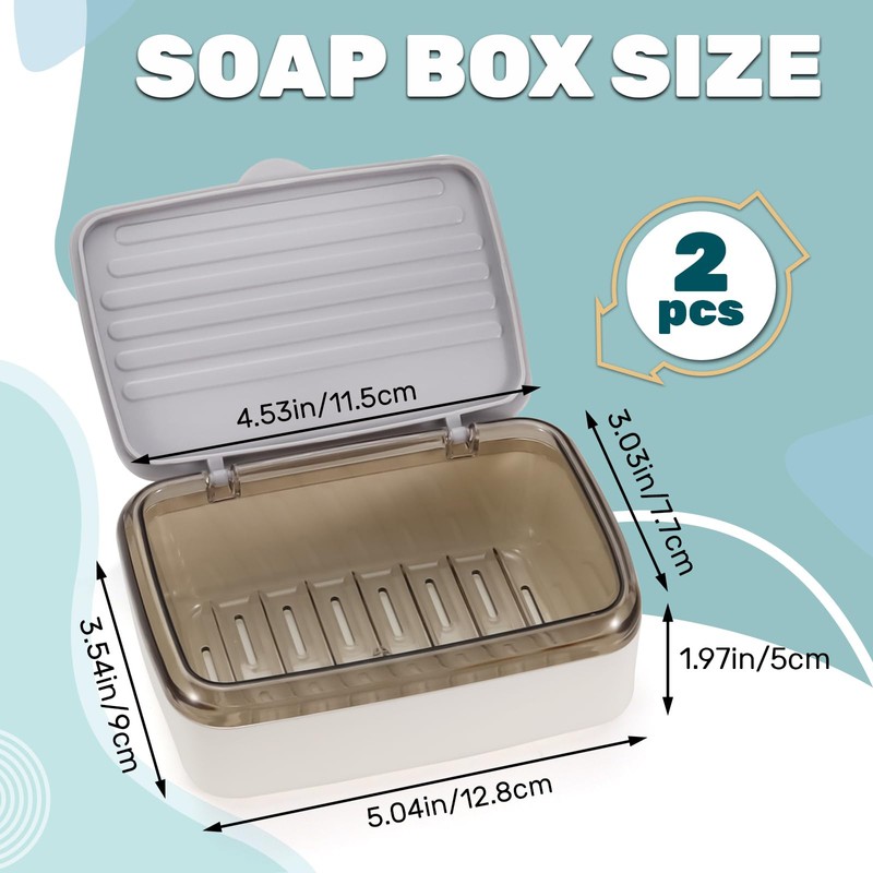 Realand 2Pcs Soap Dish Holder with Drainage Tray and Lid,