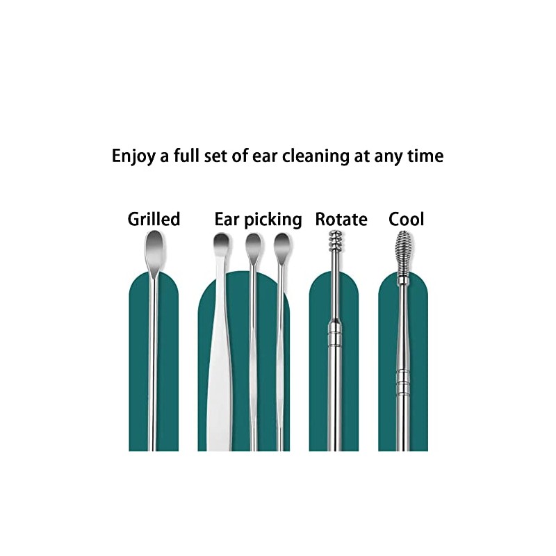 Stainless Steel Ear Wax Removal Kit, 6 Pieces