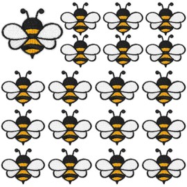 AUGSUN 30pcs Bee Iron on Patches Bee Embroidered Sew Applique Repair Patch DIY Crafts for Clothing Jacket Jeans Pants Dress Backpack Hat Bee Themed Birthday Party Decorations