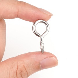 50PCS 1 inches 304 Stainless Steel Eye Screws, Heavy Duty Screw, Eye Hooks Screw Eye Bolts Eye Hooks Screw, Indoor & Outdoor