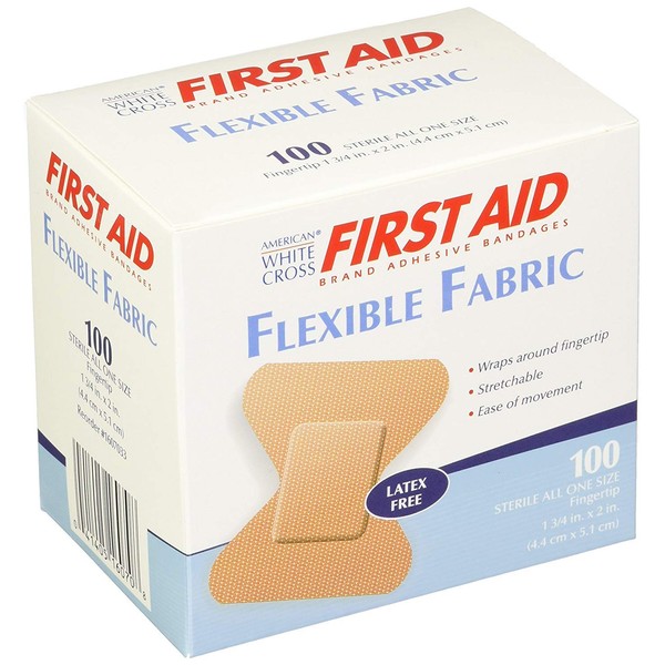 American White Cross 29046 Soft Flexible Fabric Bandages, 2" Fingertip, 200, Shape