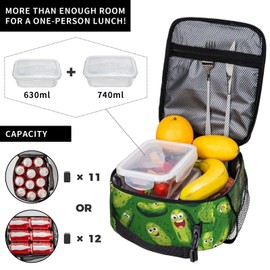 Bshuey Happy Pickle Insulated Lunch Bag, Leakproof Portable Box For Boys Girls, Large Capacity Cooler Bag With Handle And Bottle Pocket For Kids Teens Adults Office Camping School Hiking Outdoor