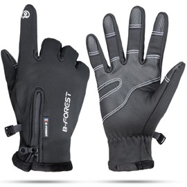 ActFun Winter Gloves, Anti Slip Touchscreen Windproof Cycling Gloves, Warm Gloves Cold Weather Cycling Gloves for Men Women Walking Riding Driving, Black